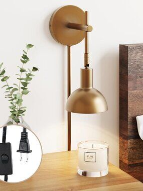 Nathan James Tamlin Vintage Brass Wall Light Fixture Wall Mounted 1-Light Lamp